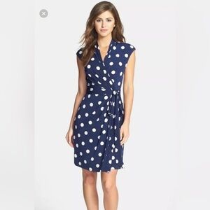 Eliza J polka-dotted navy and white dress in size 8
